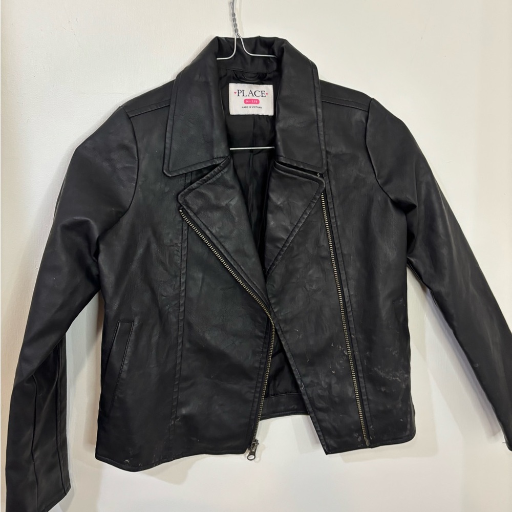 Children’s Place Black Faux Leathers Jacket
